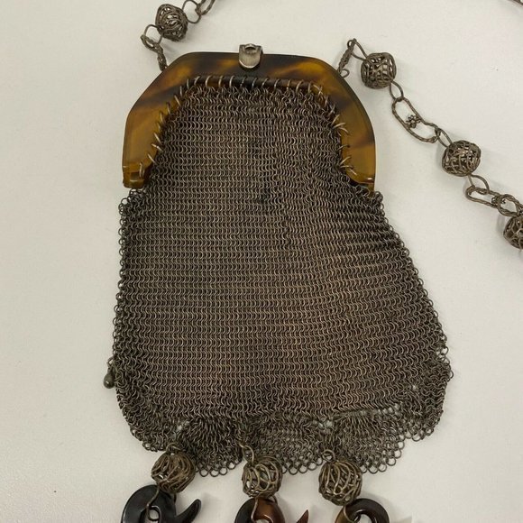 Vintage Sterling Mesh Lucite‎ Bag Hanging Fish